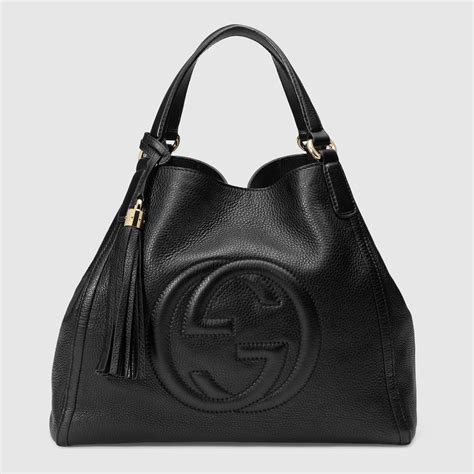 black leather gucci soho shoulder bag|gucci soho leather tote bag.